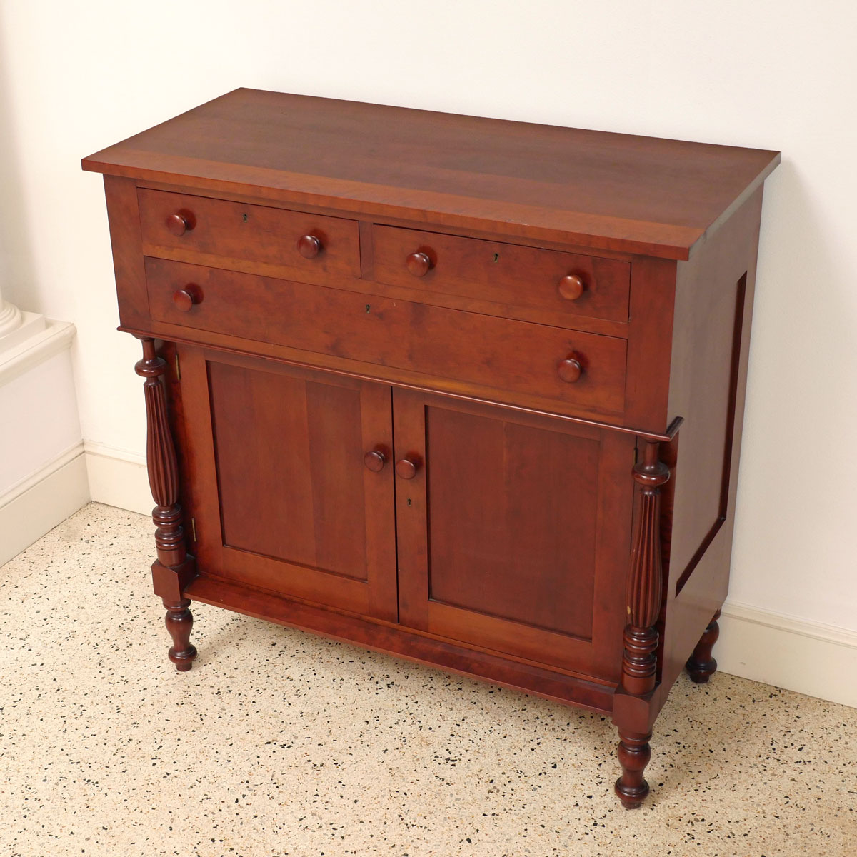 Appraisal: CHERRY DRAWER OVER DOOR CABINET Cherry drawers over doors with