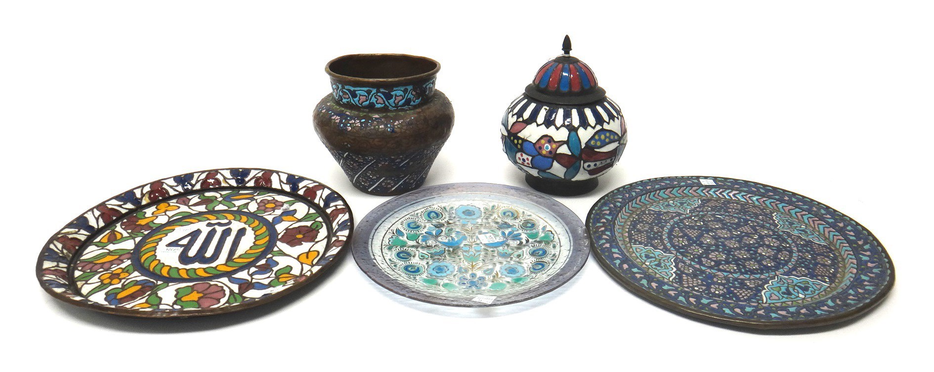 Appraisal: Four pieces of Syrian enamelled copper late th century comprising