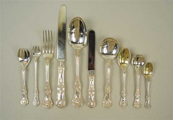 Appraisal: AMERICAN SILVER FLATWARE SERVICE Tiffany Co maker English King Pattern