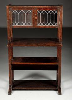 Appraisal: Arts Crafts Shoe Footed Book Stand with Leaded glass Bookcase