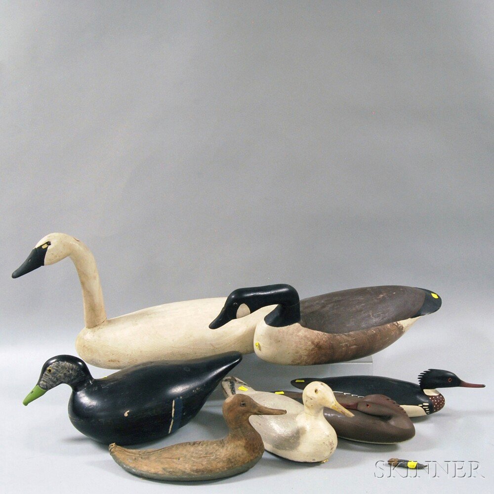 Appraisal: Seven Assorted Waterfowl Decoys a swan a goose a large