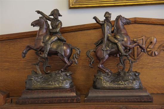 Appraisal: PAIR OF FIGURAL SPELTER BOOKENDS European th century Depicting Napoleon