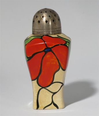 Appraisal: Scarlet Flower' a Clarice Cliff Bizarre sugar sifter with electroplated