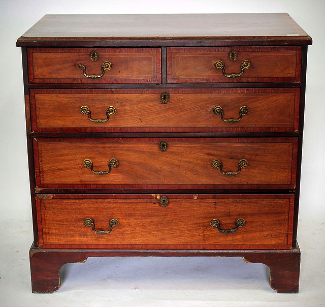 Appraisal: A TH CENTURY MAHOGANY CHEST OF TWO SHORT AND THREE