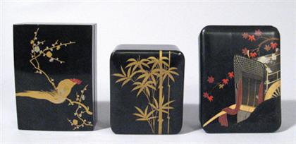 Appraisal: Three Japanese lacquer kogo boxes late th century and later