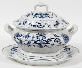 Appraisal: BLUE DANUBE PORCELAIN SOUP TUREEN UNDERPLATE BLUE DANUBE PORCELAIN COVERED