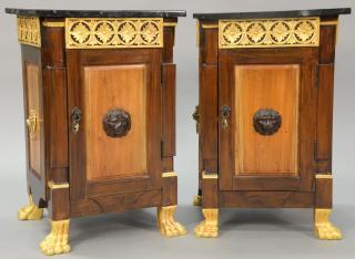 Appraisal: Pair of reproduction marble top stands with gilt decorated drawer