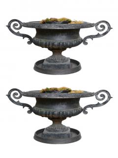 Appraisal: Pair of Victorian Cast Iron Garden Urns Of campana form