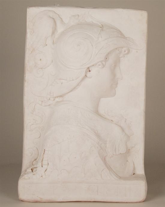 Appraisal: A Plaster Relief of a Helmeted Soldier titled or signed