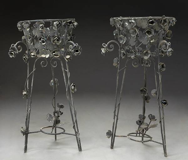 Appraisal: A set of six wrought iron and tole jardini res