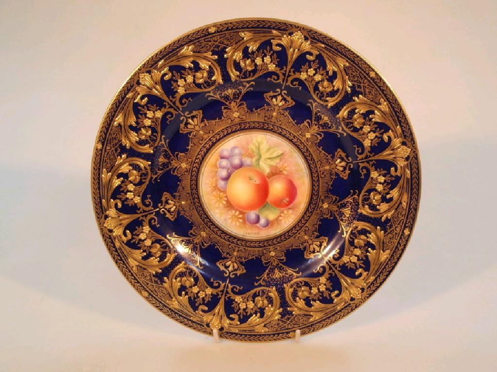 Appraisal: A Royal Worcester cabinet plate with gilt enriched deep blue