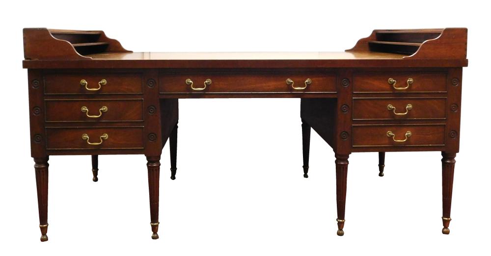 Appraisal: Federal style mahogany George Washington faux partner's desk Kittinger Furniture