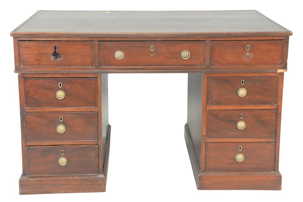 Appraisal: George IV Mahogany Three Part Desk Circa with leather top