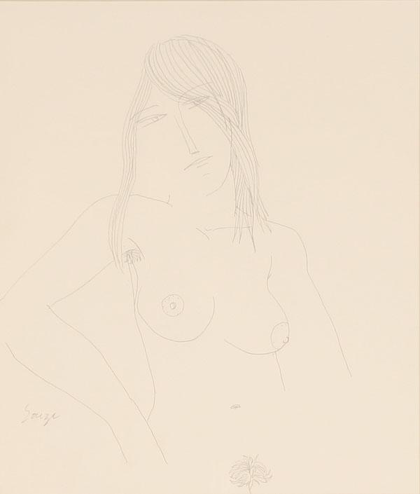 Appraisal: Modernist female nude graphite on paper x signed 'Souza' lower