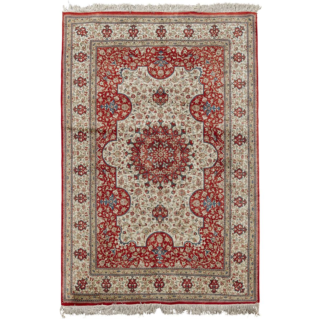 Appraisal: SILK QUM RUG CENTRAL PERSIA LATE TH CENTURY the cream