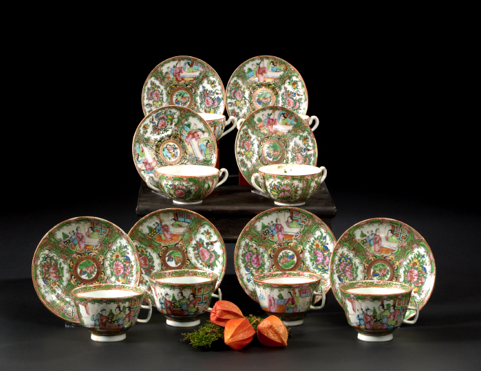 Appraisal: Group of Sixteen Chinese Export Porcelain Cups and Saucers late