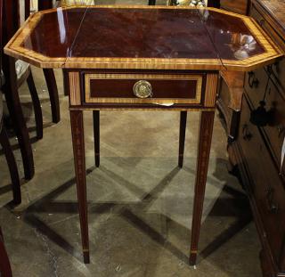 Appraisal: Councill Federal style mahogany satinwood and kingwood pembroke table having