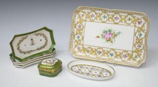 Appraisal: LIMOGES PORCELAIN MINIATURE BOXES TRAYS lot of Limoges porcelain table