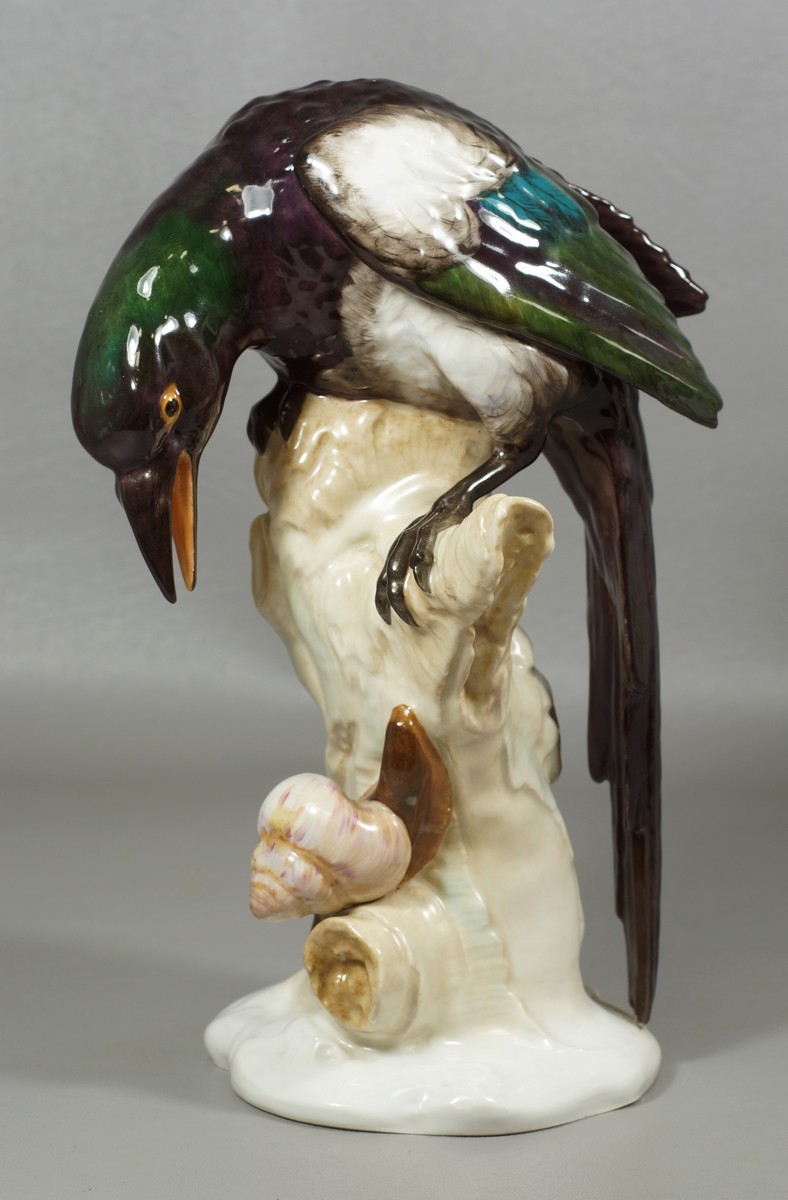 Appraisal: KPM Porcelain Bird on Tree Trunk with Snail marks to