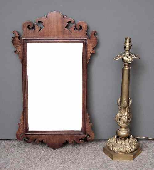 Appraisal: A mahogany rectangular wall mirror of Georgian design with shaped