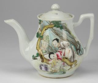 Appraisal: Chinese famille vert erotic teapot h Chinese famille vert erotic