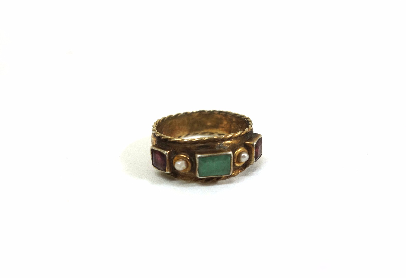 Appraisal: An Austro-Hungarian silver gilt and gem set ring with a