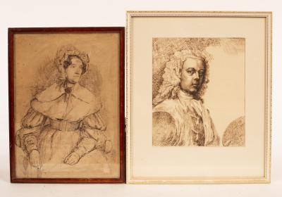 Appraisal: English School circa Portrait of a Lady pen and ink