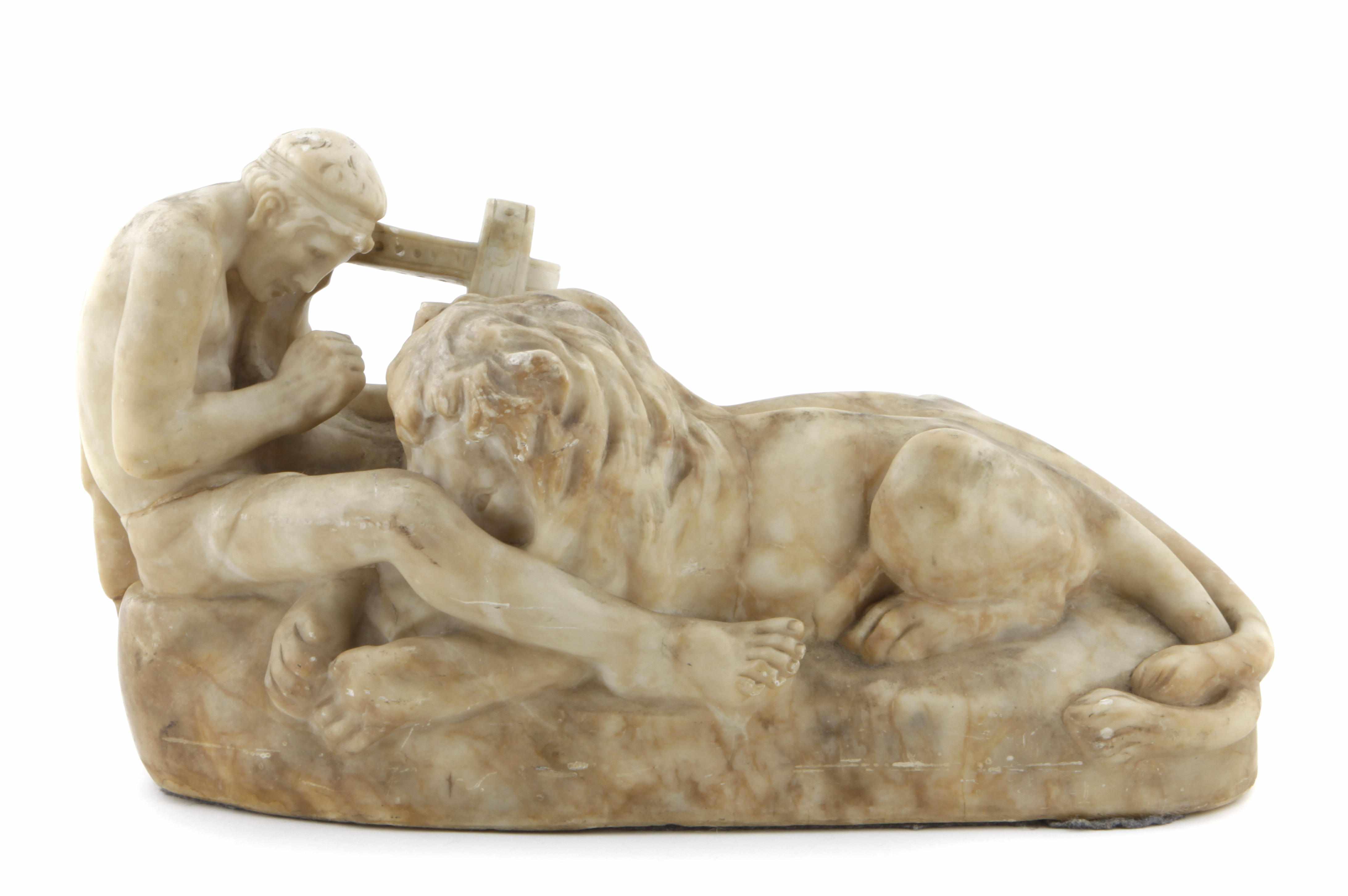 Appraisal: An Italian carved alabaster figural group height in width in