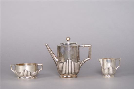 Appraisal: A Three Piece Sterling Silver Tea Set F W Hespe