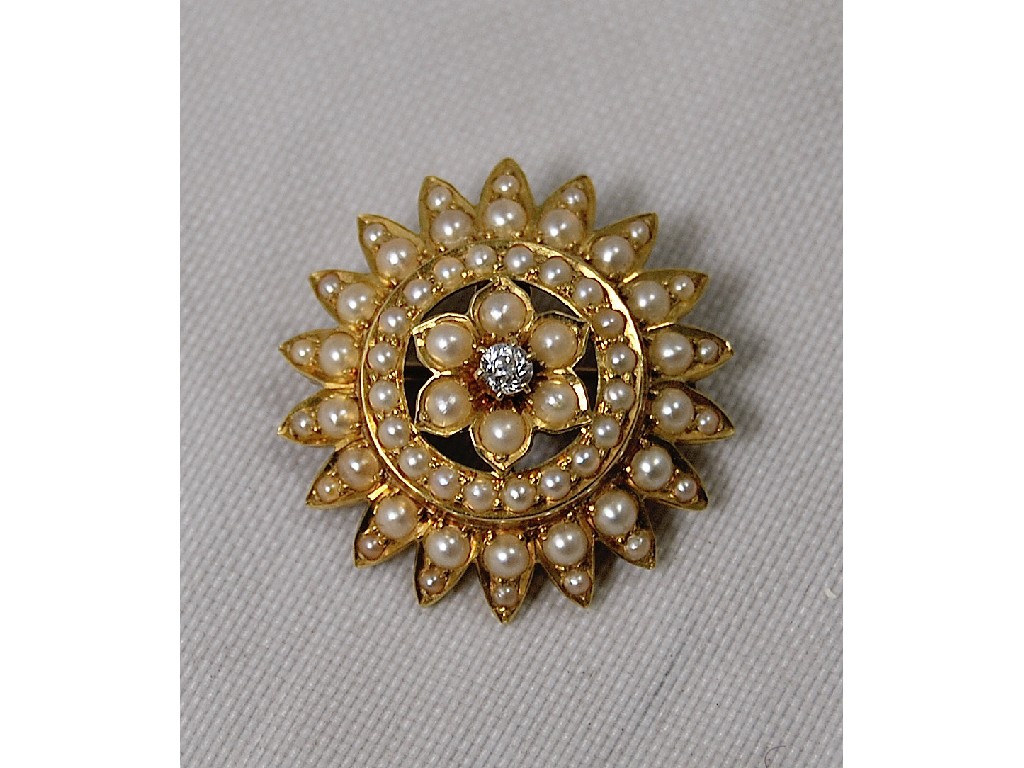 Appraisal: Victorian diamond and pearl flower brooch with hinged pendant fitting