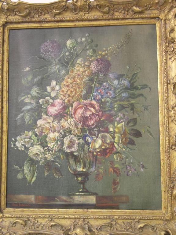 Appraisal: Frank Limbrick - oil on canvas still life vase of