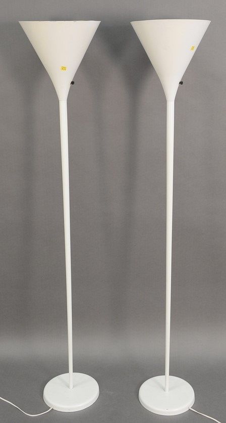 Appraisal: Pair of White Indirect Floor Lamps having metal shades height