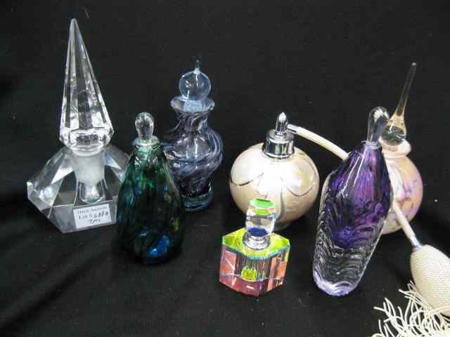 Appraisal: Collection of Art Glass PerfumeBottles includes iridescent crystal atomizer more