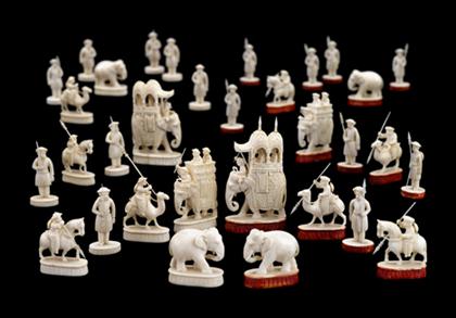 Appraisal: Company School Anglo-Indian carved ivory chess set mid th century