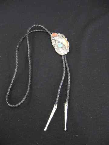 Appraisal: Navajo Indian Bolo Tie coral turquoise claw set in sterling