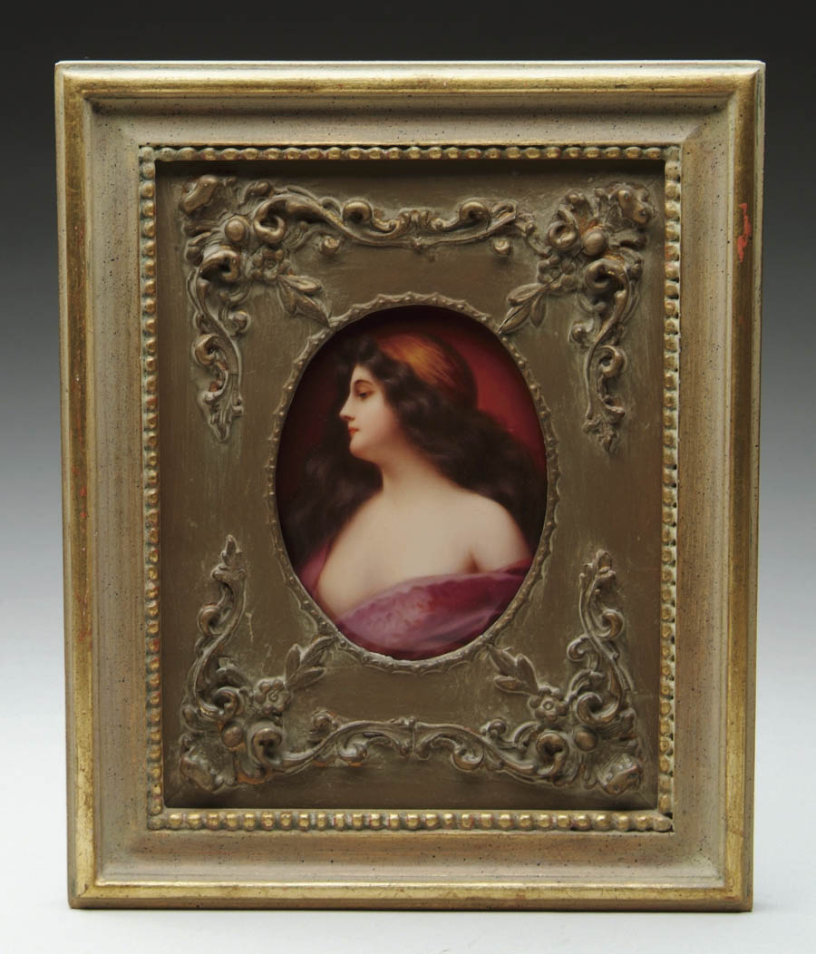 Appraisal: KPM PLAQUE Wonderful KPM plaque has portrait of semi-nude woman