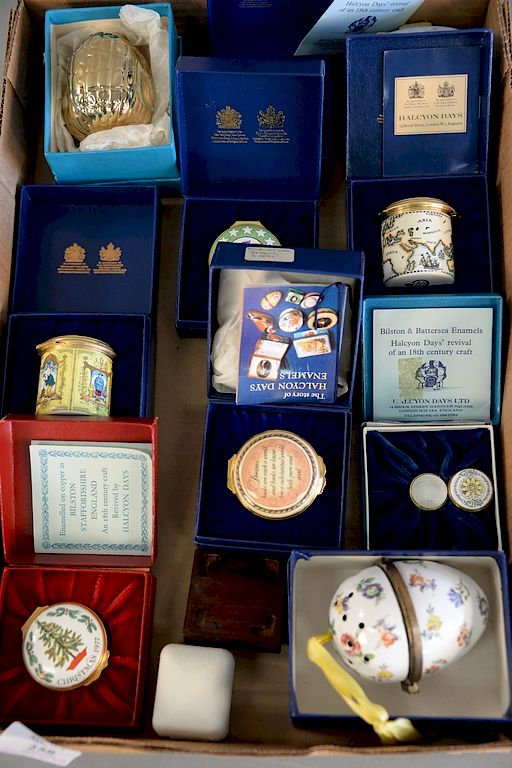 Appraisal: Group of nine enameled boxes Bilston and Battersea Halcyon Days