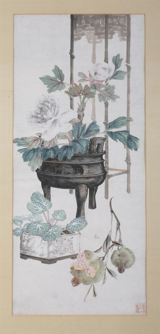 Appraisal: ANONYMOUS Chinese Qing Dynasty STILL LIFE ink and color on