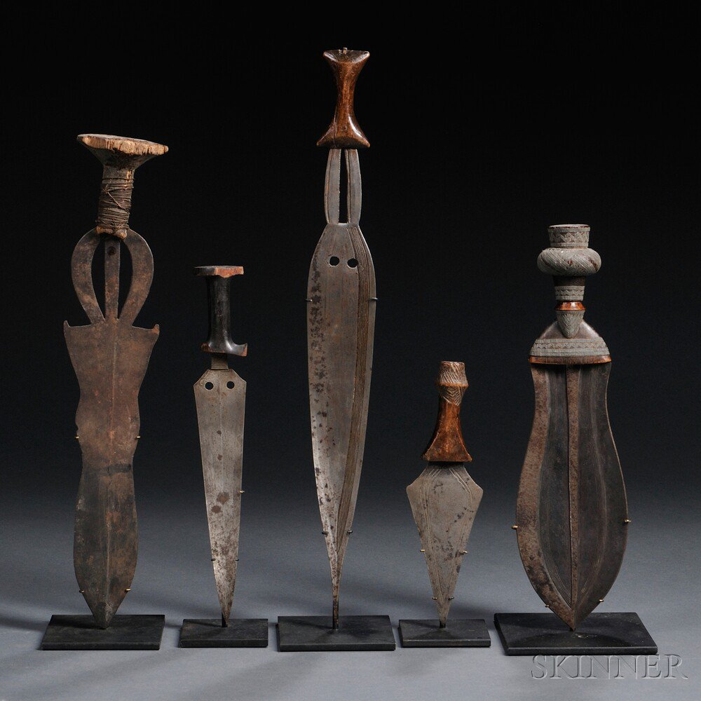 Appraisal: Five African Knives includes a Boa Zande knife and a