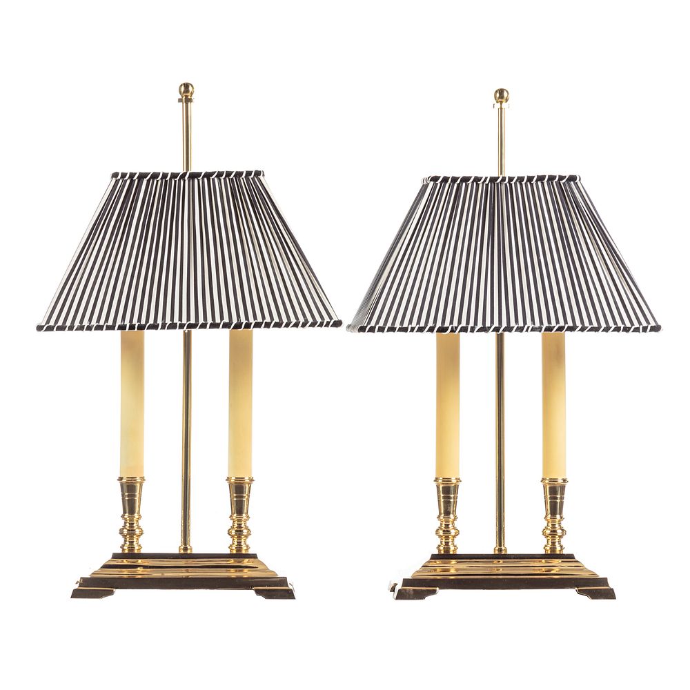 Appraisal: Pair Brass Double Candlestand Lamps pair of contemporary cast brass