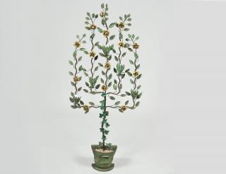 Appraisal: POLYCHROMED METAL FLOOR LAMP TREE Applied with leaves and flowers