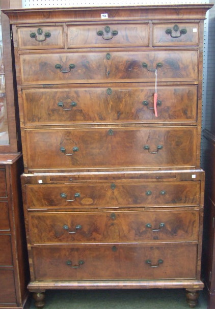 Appraisal: An th century and later walnut chest on chest the