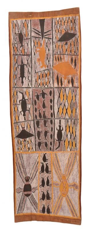 Appraisal: MUNGGURRAWUY YUNUPINGU CIRCA - Marndiella Sacred Dances natural earth pigments