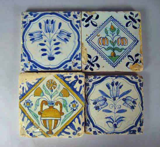 Appraisal: Collection of Dutch Delft tiles th th century Tin-glazed earthenware