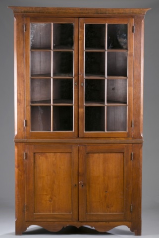 Appraisal: Early th c Southwest Virginia Corner Cupboard Walnut with yellow