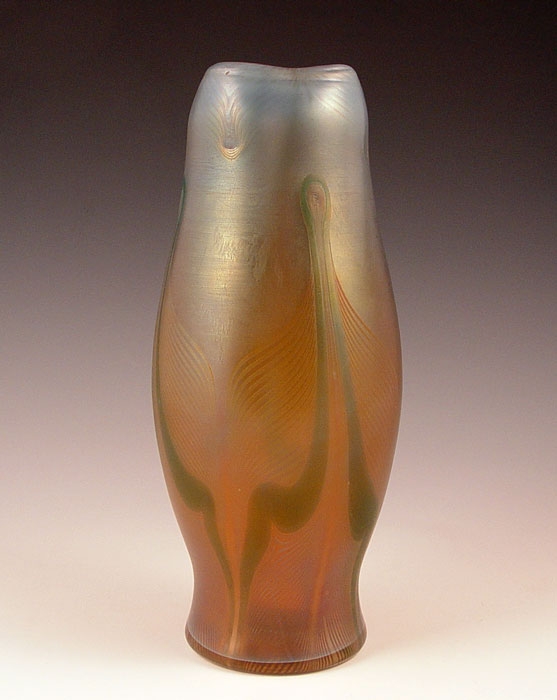 Appraisal: FERDINAND VON POSCHINGER BUCHNEAU BOHEMIAN IRIDESCENT ART GLASS VASE Pulled