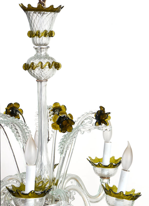 Appraisal: VENETIAN GLASS CHANDELIER light chandelier with foliate and floral stem