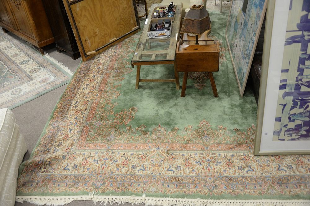 Appraisal: Room Size Kirman Oriental Carpet green ground ' x '