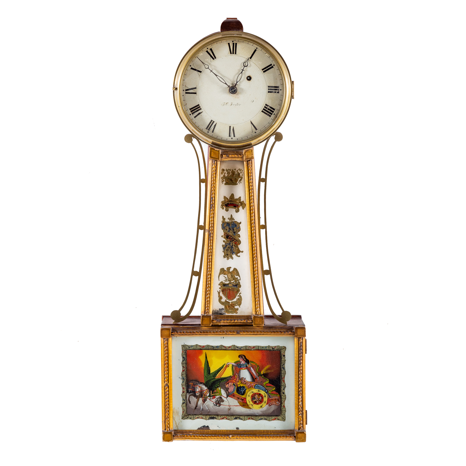 Appraisal: FEDERAL MAHOGANY BANJO CLOCK Circa - mahogany case with gilt