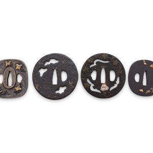 Appraisal: Four Japanese Tsuba EDO PERIOD TH TH CENTURY comprising a